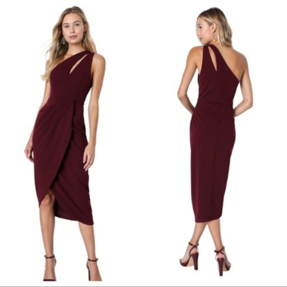Lulu's Red One-Shoulder Sheath Dress Cocktail